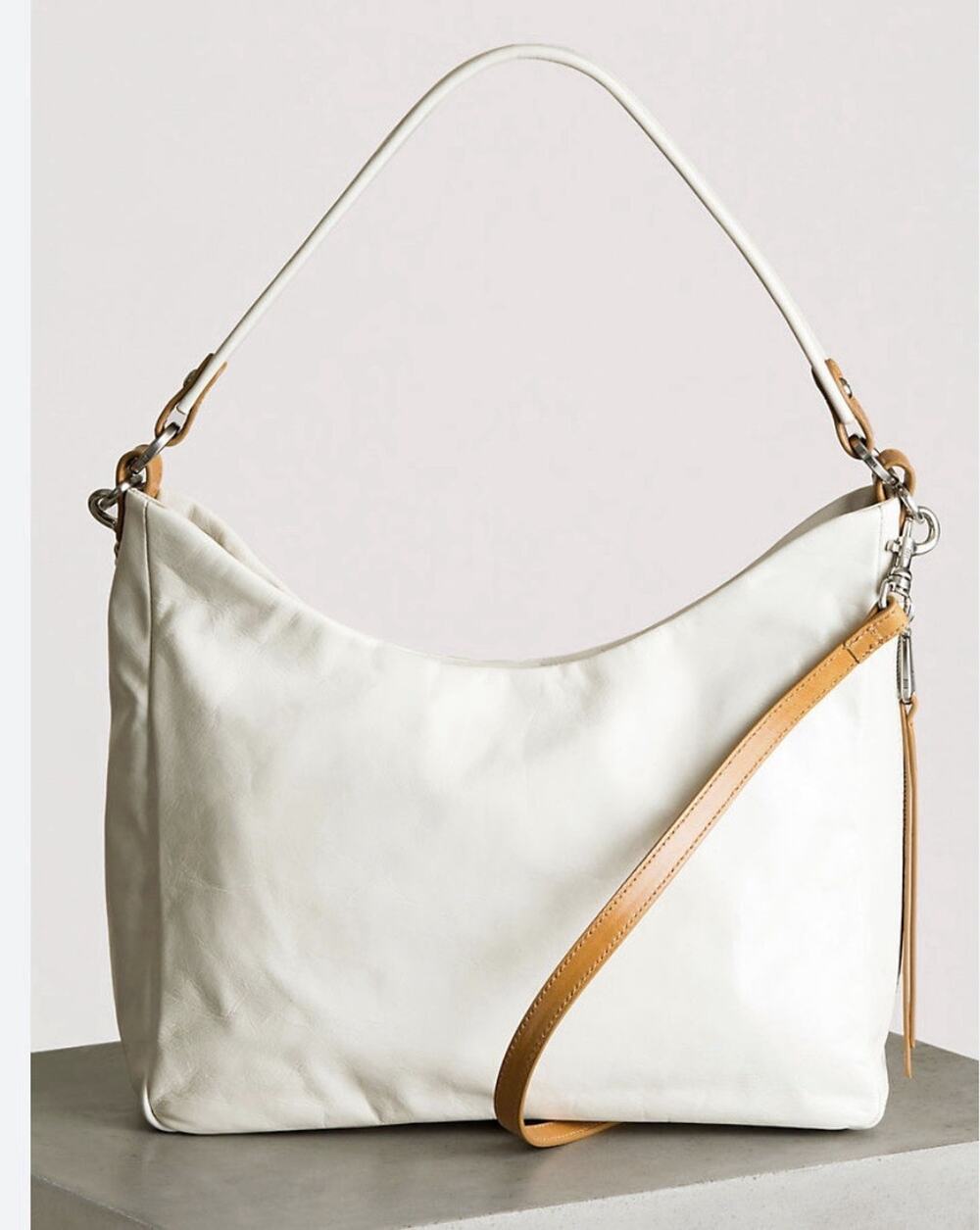 HOBO Delilah Leather Shoulder Bag Cream Crossbody